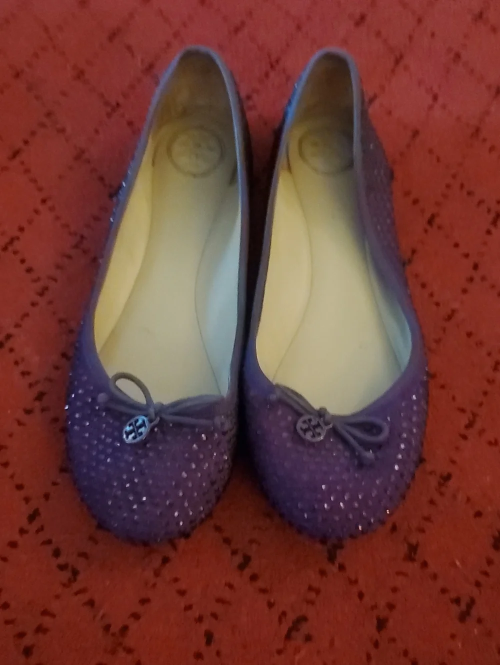 Tory Burch Purple Crystal-Embellished Ballet Flats